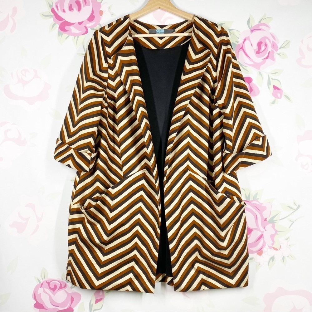 Eva Franco Chevron Open Duster Jacket M L